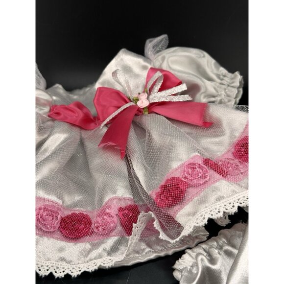 VTG Cabbage Patch Kids Silver Dress Pink Roses Bloomers 16” Doll Unbranded - Picture 4 of 11